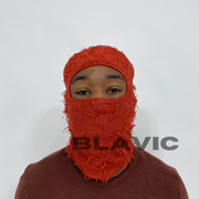 Balaclava Crimson Red Knitted Distressed