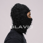 Balaclava Black Knitted Distressed