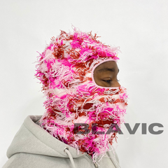 Balaclava Pink Storm Knitted Distressed