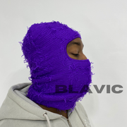 Balaclava Purple Knitted Distressed