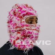 Balaclava Pink Storm Knitted Distressed