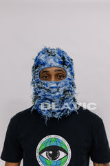 Balaclava Blue Storm Knitted Distressed